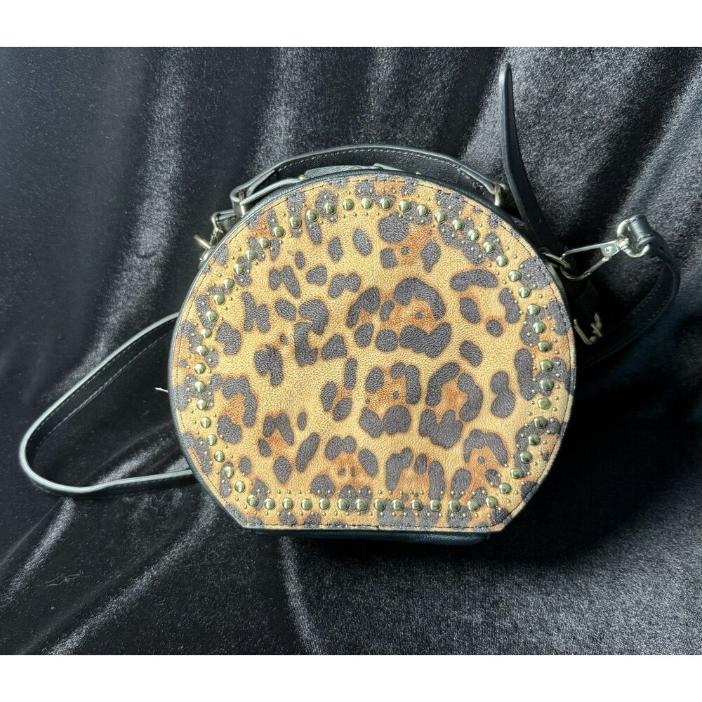 I.N.C. Rilie Leopard Print Canteen Crossbody Purse Tp Handle Circle Ladies